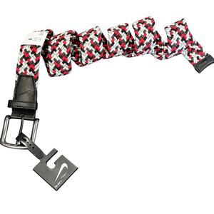 Nike Men's G-Flex Golf Multi-Weave Stretch Woven Belt Large Red Gray White Black
